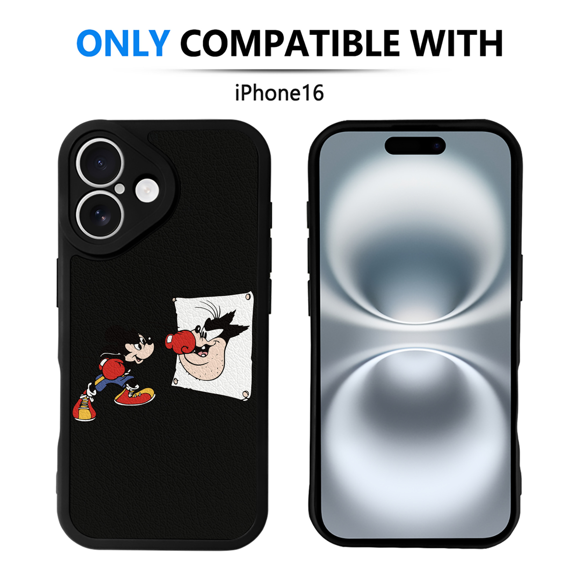 （画像用） ミッキーマウス Mickey Mouse 【iPhone 16シリーズ対応】シリコンスマホケース（レザー調） 材質：シリコン
